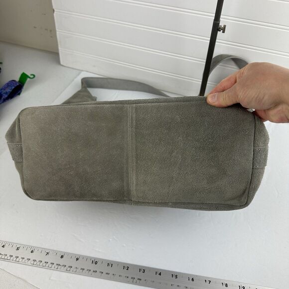 Margot New York Gabi Maxi Hobo Gray Suede Leather Shoulder Bag Top Zip Purse - Picture 8 of 16